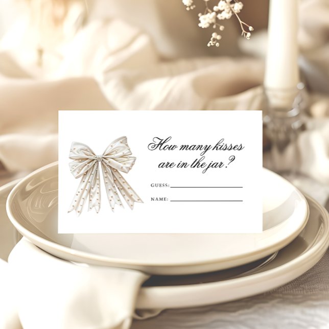 Pearls Bow How Many Kisses Bridal Game Enclosure Card (Creator Uploaded)