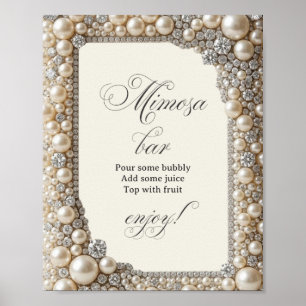 Pearls Bridal Shower Mimosa Bar Poster