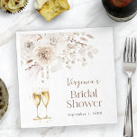 Pearls Bridal Shower Napkin<br><div class="desc">Elevate your celebration with our Pearls Bridal Shower Napkin. Featuring delicate watercolor boho chic cream and tan florals adorned with lovely pearls and gold-dusted champagne glasses, this collection exudes timeless sophistication. Perfect for a champagne brunch affair, this collection sets the tone for an unforgettable gathering filled with laughter and love....</div>