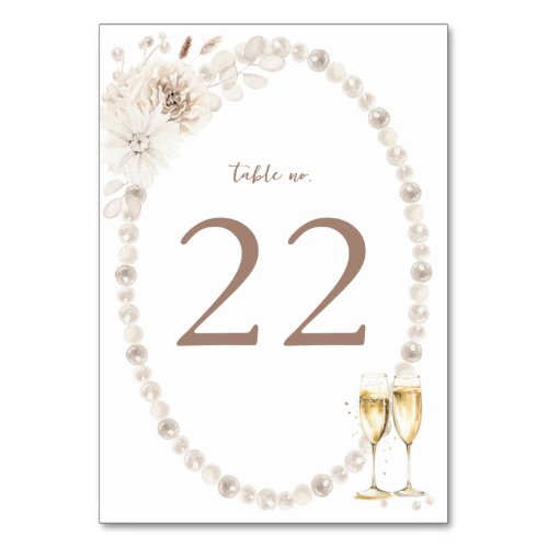 Pearls Bridal Shower Table Number