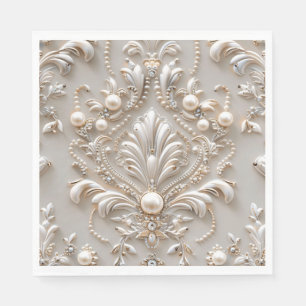 Pearls Crystals French Damask Embroidery Decoupage Napkins