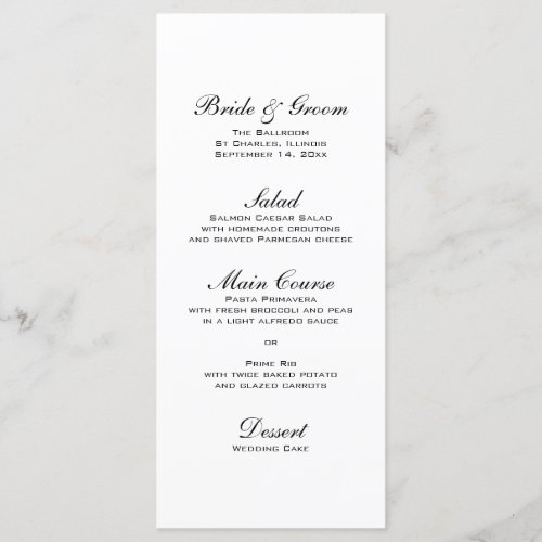 Pearls Diamond Ring and Blue Lace Wedding Menu