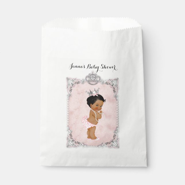 Pearls Diamonds Ethnic Princess Baby Girl Glam Favor Bag (Front)