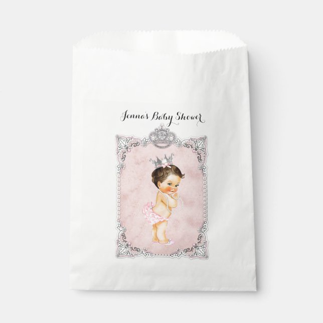 Pearls Diamonds Princess Baby Girl Blush Pink Favor Bag (Front)