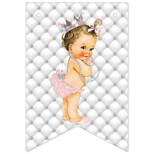 Pearls Diamonds Princess Crown Baby Girl Glam Bunting Flags