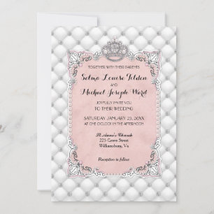 Pearls & Diamonds Wedding Pink Glamorous Formal Invitation