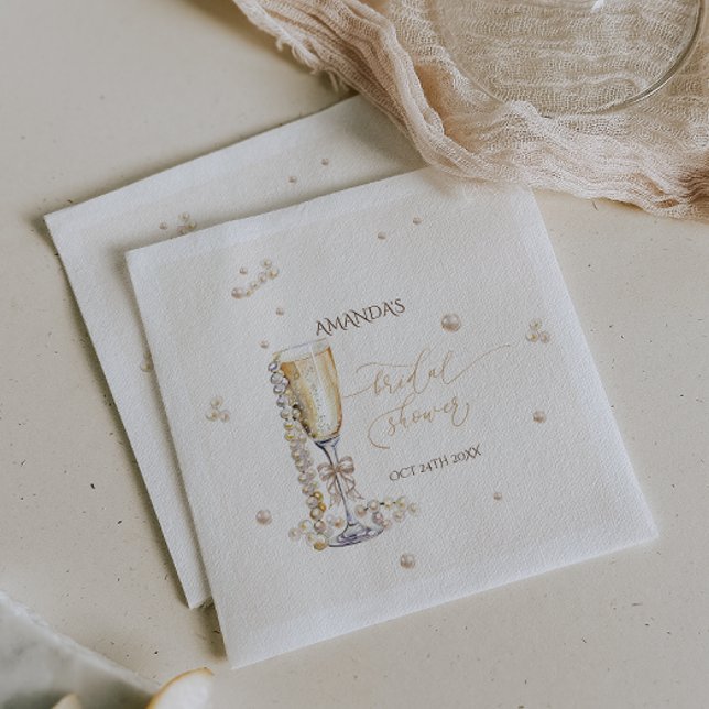 Pearls Elegant Bow Bridal Shower  Napkins (Creator Uploaded)