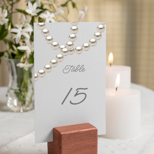 Pearls elegant wedding  table number