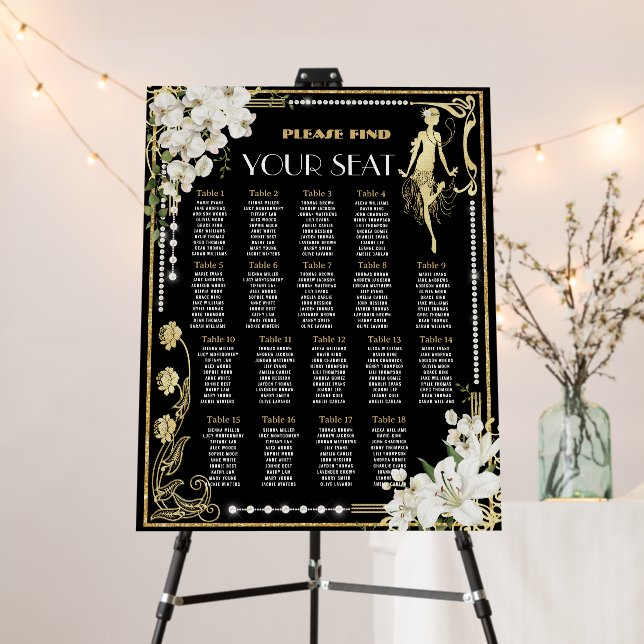 Pearls Floral Art Deco Gatsby Roaring 20s Seating  Foam Board (In Situ (Stand))