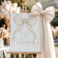 Pearls Gold Bow Girl Baptism Welcome