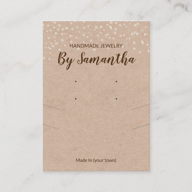 Pearls Handmade Earring And Necklace Kraft Display Business Card (Front)