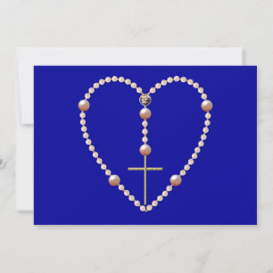 "Pearls" heart shaped Rosary Invitation