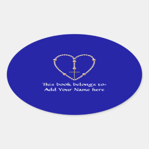 "Pearls" heart shaped Rosary Oval Sticker