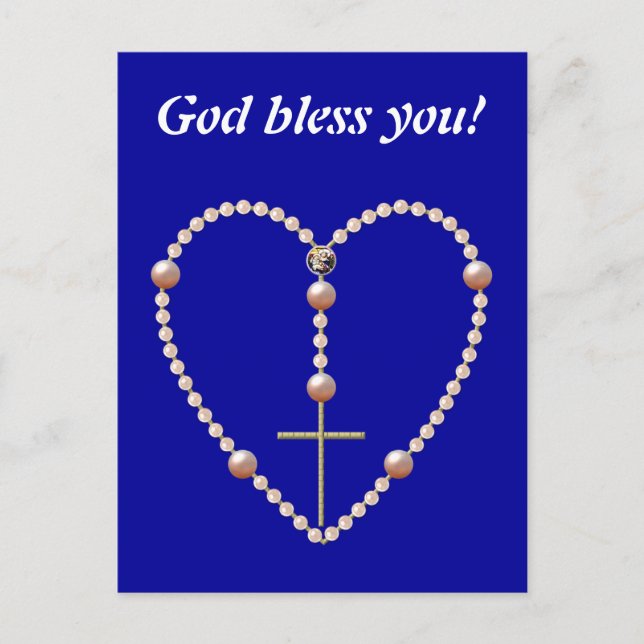 "Pearls" heart shaped Rosary Postcard (Front)