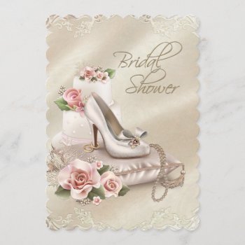 Pearls High Heel Shoe Bridal Shower Invitation by InvitationCentral at Zazzle