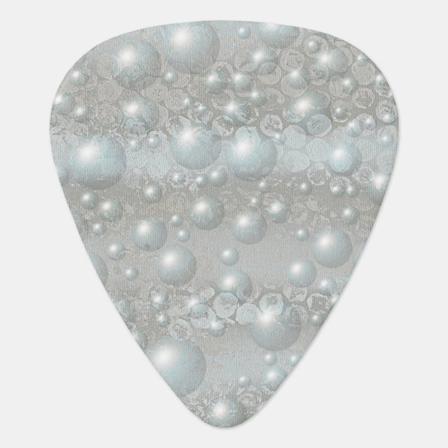 Pearls Lace Bubbles Silver Blue White Guitar Picks (Front)