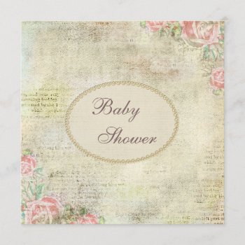 Pearls & Lace Shabby Chic Roses Baby Shower Invitation by AJ_Graphics at Zazzle