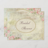 Pearls & Lace Shabby Chic Roses Bridal Shower Invitation (Front/Back)