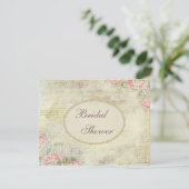 Pearls & Lace Shabby Chic Roses Bridal Shower Invitation (Standing Front)