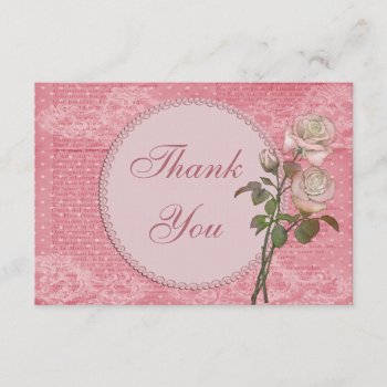 Pearls & Lace Shabby Chic Roses Thank You by AJ_Graphics at Zazzle