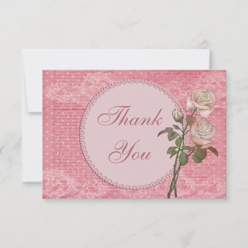 Pearls  Lace Shabby Chic Roses Thank You