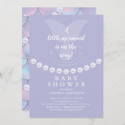 Pearls  Mermaid Baby Shower Invitation