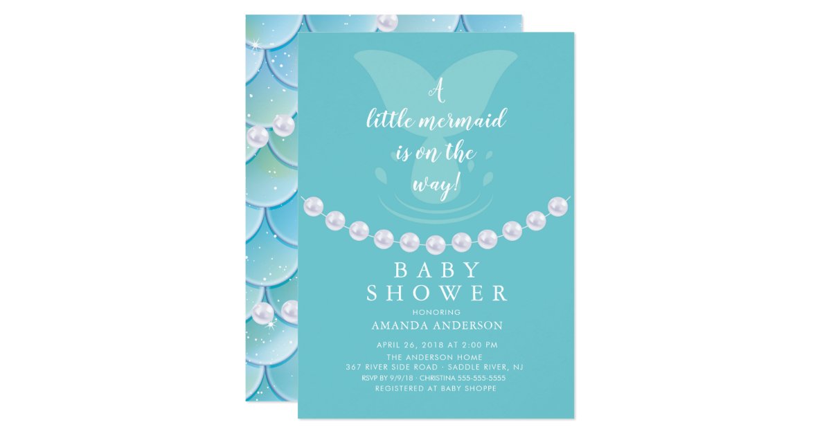 Pearls & Mermaid Baby Shower Invitation