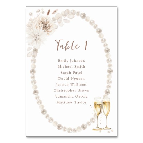 Pearls Names Table Number