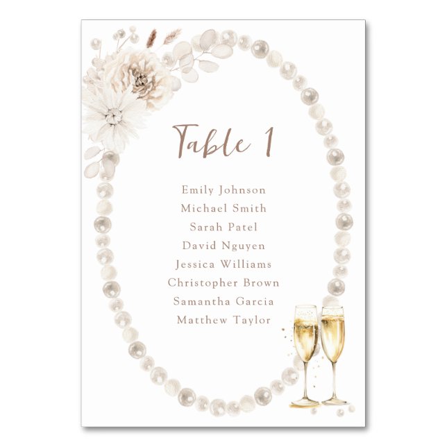 Pearls Names Table Number (Front)