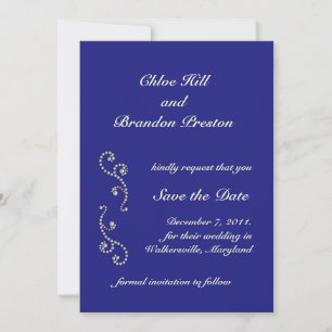 Pearls, Off White and Sapphire Blue Save the Date