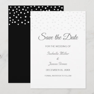 Pearls on Black & White Wedding Save the Date Card