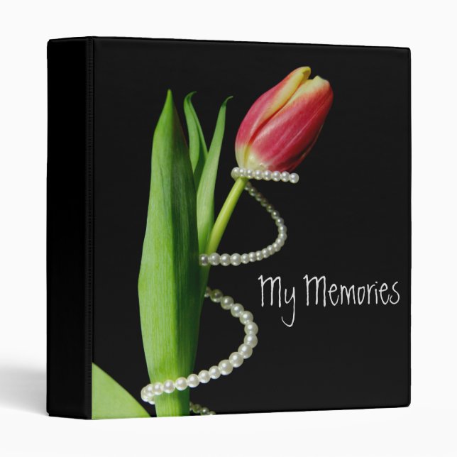 Pearls on Spring Tulip  3 Ring Binder (Front/Spine)