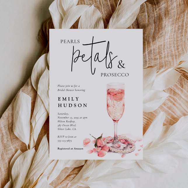 Pearls Petals & Prosecco Bridal Shower Invitation (Creator Uploaded)