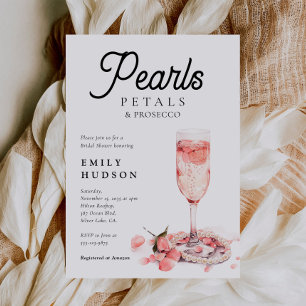 Pearls Petals & Prosecco Bridal Shower Invitation