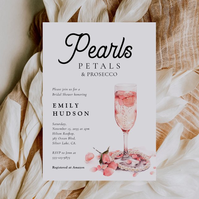 Pearls Petals & Prosecco Bridal Shower Invitation (Creator Uploaded)