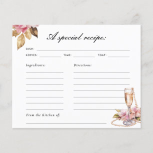 Pearls Petals Prosecco Bridal Shower Recipe Card