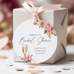 Pearls Petals & Prosecco Floral Bridal Shower Favor Tags