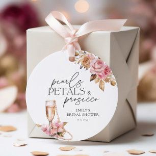 Pearls Petals & Prosecco Floral Bridal Shower Favor Tags