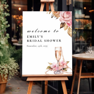 Pearls Petals & Prosecco Floral Bridal Shower Foam Board