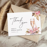 Pearls Petals & Prosecco Floral Bridal Shower Thank You Card<br><div class="desc">Pearls Petals & Prosecco Floral Bridal Shower Thank You Card</div>