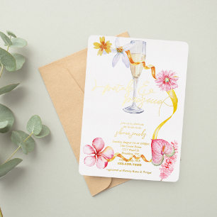 Pearls, Petals + Prosecco   Petals Bridal Shower  Foil Invitation