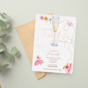 Pearls, Petals + Prosecco Trendy Bridal Shower Foil Invitation