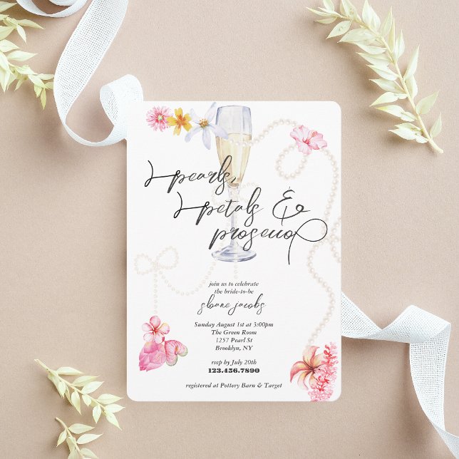 Pearls, Petals + Prosecco | Trendy Bridal Shower  Invitation (Creator Uploaded)