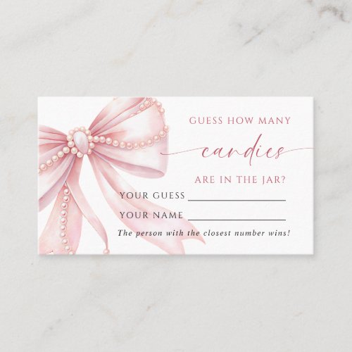Pearls Pink Bow How Many Candies Shower Game card