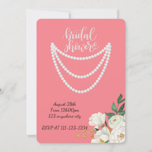 Pearls pink bridal shower invitation 