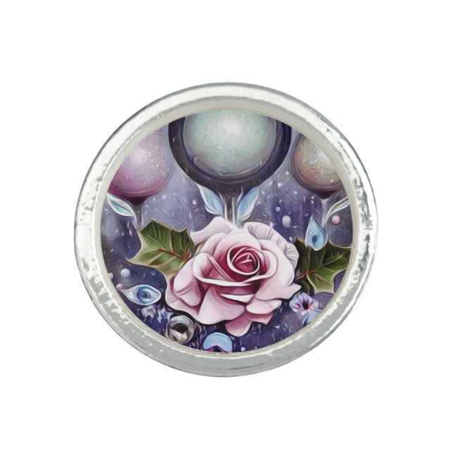 Pearls & Pink Roses Ring (Front)