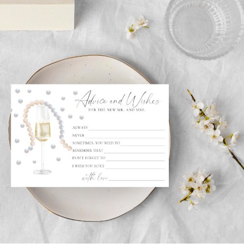 Pearls Prosecco _ advice and wishes bridal shower Stationery