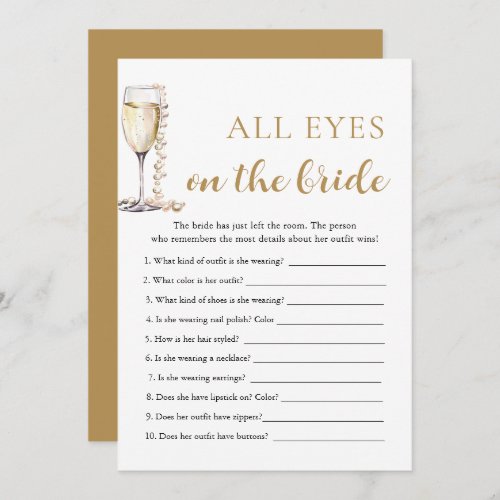 Pearls  Prosecco All Eyes On The Bride Game  Invitation