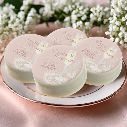 Pearls  Prosecco Babys Breath Blush Bridal Shower Chocolate Covered Oreo