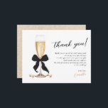 Pearls & Prosecco Black Bridal Shower Thank You Card<br><div class="desc">Pearls & Prosecco Gold Minimal Bridal Shower thank you card</div>